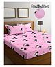 FABINALIV Kids Elastic Double Bedsheet with 2 Pillow Covers 210 TC Polycotton Cartoon  Pink