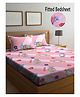 FABINALIV Kids Elastic Double Bedsheet with 2 Pillow Covers 210 TC Polycotton Cartoon  Pink