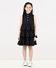 Aww Hunnie 100% Cotton Sleeveless Ruffled Solid Dress - Black