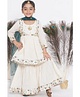 Little Bansi Three Fourth Sleeves Embroidered Kurta Sharara With Dupatta - Cream Green