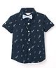 Jash Kids Half Sleeves Shirt with Bow Guitar Print - Blue