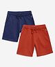 Campana Pack Of 2 Solid Shorts - Denim Blue Rust Orange