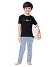 Funkrafts Half Sleeves Never Look Back Typographic Tee With Gingham Checked Pant - Black