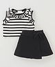 CrayonFlake Sleeveless Frilled Candy Striped Top With Skort Set - Black