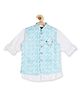 CAVIO Sleeveless Jacquard Digital Printed Nehru Jacket With Full Sleeves Solid Shirt - Blue