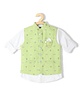 CAVIO Sleeveless All over Motif Printed Nehru Jacket With Full Sleeves Solid Shirt - Sea Green
