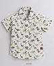 Polka Tots Half Sleeves Dino Printed Shirt - White