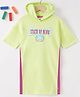 Ed-a-Mamma Cotton Half Sleeves Sustainable Hoodie Dress Text Print- Green