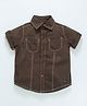 Kiddopanti Half Sleeves Solid Front Pocket Shirt - Brown