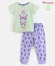 Honeyhap Premium 100% Cotton Bio Finish Half Sleeves Night Suit Butterfly Print - Ambrosia & Baby Lavender