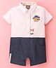 Little Kangaroos Half Sleeves Rompers Bear Patch - White