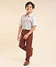 Knotty Kids Half Sleeves Abstract Printed Shirt With Solid Pant - Brown