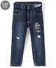 Ruff Full Length Denim Jeans With Embroidery & Belt - Blue