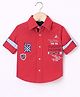 ToffyHouse 100% Cotton Woven Full Sleeves Text Printed Shirt - Red