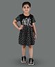 3PIN Half Sleeves Girl Boss Motif Printed Fit & Flare Dress - Black