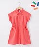 Ed-a-Mamma Cotton Sustainable Half Sleeves Shirt  Dress Solid Color - Pink