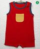Nino Bambino 100% Cotton Sleeveless Pocket Detail Solid Romper - Red