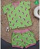 Nino Bambino 100% Cotton Half Sleeves All Over Unicorn & Star Printed Tee With Coordinating Shorts - Green