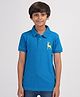 Zion Half Sleeves  Deer Placement Embroidered Polo Tee - Royal Blue