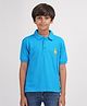 Zion Half Sleeves  Deer Placement Embroidered Polo Tee - Turquoise Blue