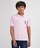 Zion Half Sleeves Deer Embroidered Polo Tee - Light Pink