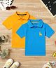 Zion Pack Of 2 Half Sleeves Deer Embroidered Polo Tee - Turquoise Blue & Yellow