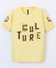 Earth Conscious Half Sleeves Abstract Typography Printed Tee - Lemon Yellow