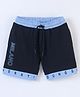 Earth Conscious Text Printed Looper Knit Printed Two Pocket Short - Navy Blue Sky Blue