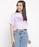 Lil Tomatoes Half Sleeves Tie & Dye Abstract Dolphin Florida Printed Top - Purple