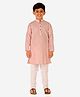 P-MARK Full Sleeves Candy Striped Cotton Kurta Pajama Set - Orange