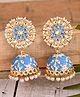 VIRAASI Blue Gold-Toned Meenakari Dome Shaped Jhumkas - Blue