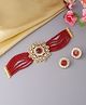 VIRAASI Gold Toned Kundan-Studded Traditional Jewellery Set - Red