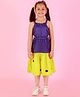 Lil' Drama Sleeveless Smocked Waist Side Cut Detail & Flower Appliqued Tiered  Dress  - Purple