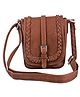 lycheebags Women PU Sling Bag with Beading - Brown