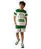 Lilpicks Couture Sports Theme Half Sleeves Colour Blocked Shorts Set - White & Green