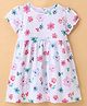 Ollypop Sinker Cap Sleeves Frock Floral Print - White