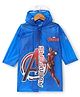 Babyhug Full Sleeves Calf Length Hooded Raincoat Avengers Print - Blue