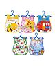 DOMENICO Sleeveless Waterproof Printed Apron Bib Pack of 5 (Color And Prints May Vary)