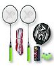 AXG NEW GOAL Scratch Resistant A 2000 Badminton Racquets Set Of 2 with 3 Plastic Shuttles and Net Badminton Kit - Green