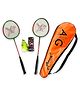 AXG New Goal Thrasher Racquets with Plastic shuttles Badminton Kit - Red & Green