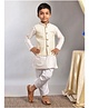 Pehanaava Full Sleeves Kurta Pajama With Floral Veil Embroidered Nehru Jacket Set - White