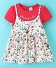 Ollypop Sinker Half Sleeves Frock with Half Sleeves Inner Tee Floral Printed - Watermelon Red