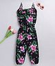 Little Marine Sleeveless Floral Printed Ruffle Jumpsuit - Black
