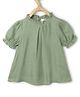 Chuppan Chupai Puffed Half Sleeves Ruffled Neckline Detailed Solid Flared Top - Green