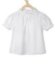 Chuppan Chupai Puffed Half Sleeves Ruffled Neckline Detailed Solid Flared Top - White