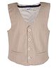ShopperTree Pure Cotton Sleeveless Double Striped Crop Length Waistcoat - Peach