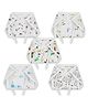 Moms Home 100%Organic Cotton Baby Unisex Muslin Nappies Pack of 5 - Multicolour