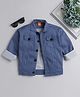 Ministitch Full Sleeves Solid Front Pocket Denim Jacket - Blue