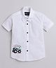 Polka Tots Cotton Regular Fit Little Crusher Printed & Diamond Embellished Bow Appliqued Shirt - White