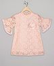 The Sandbox Clothing Co Bell Sleeves Schiffle Flower Applique Dress - Peach